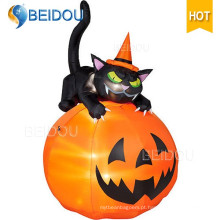 Inflável, halloween, decorações, esqueleto, inflável, halloween, pretas, gato